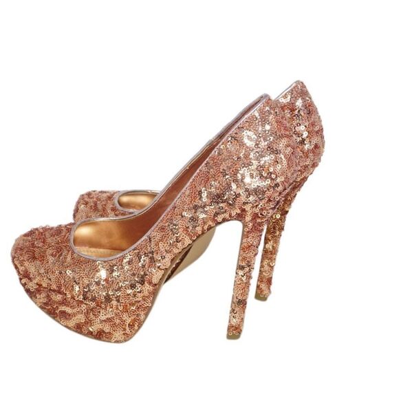 Bakers Melinaseqn Bronze Sequined Platform Pumps, Size 7 - Picture 5 of 10